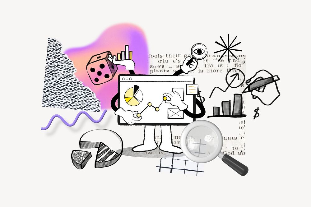 Business analysis computer, doodle remix
