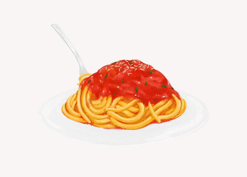 Spaghetti bolognese, food illustration