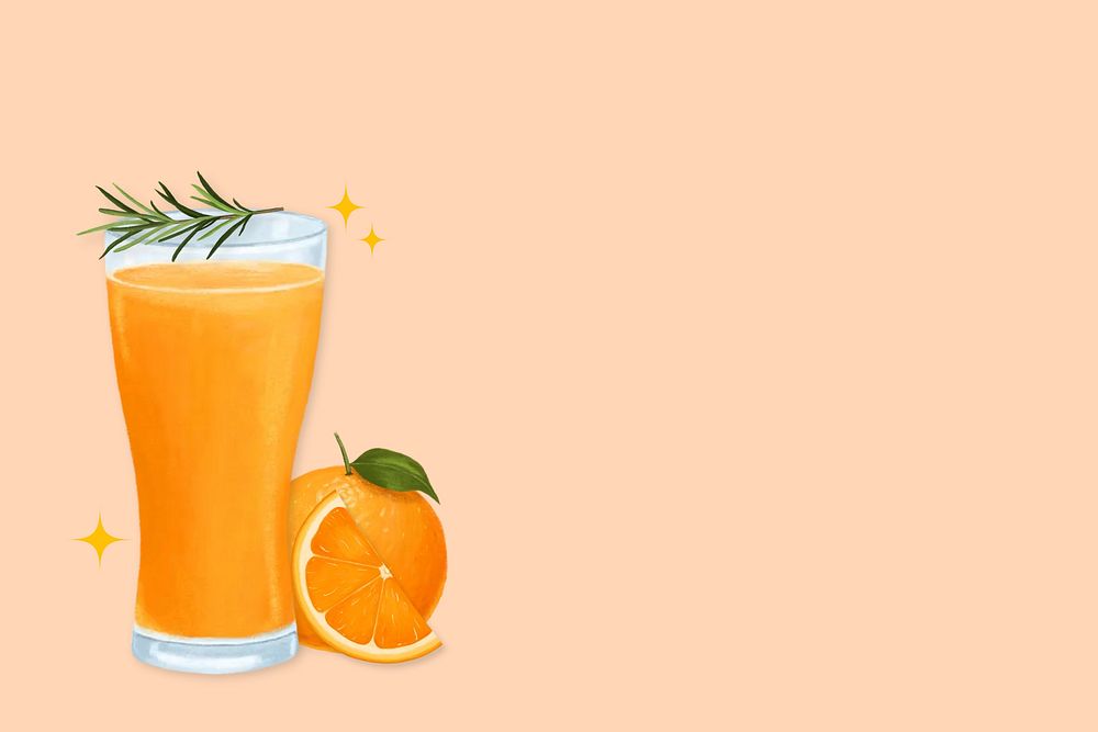 Healthy orange juice background, drink illustration
