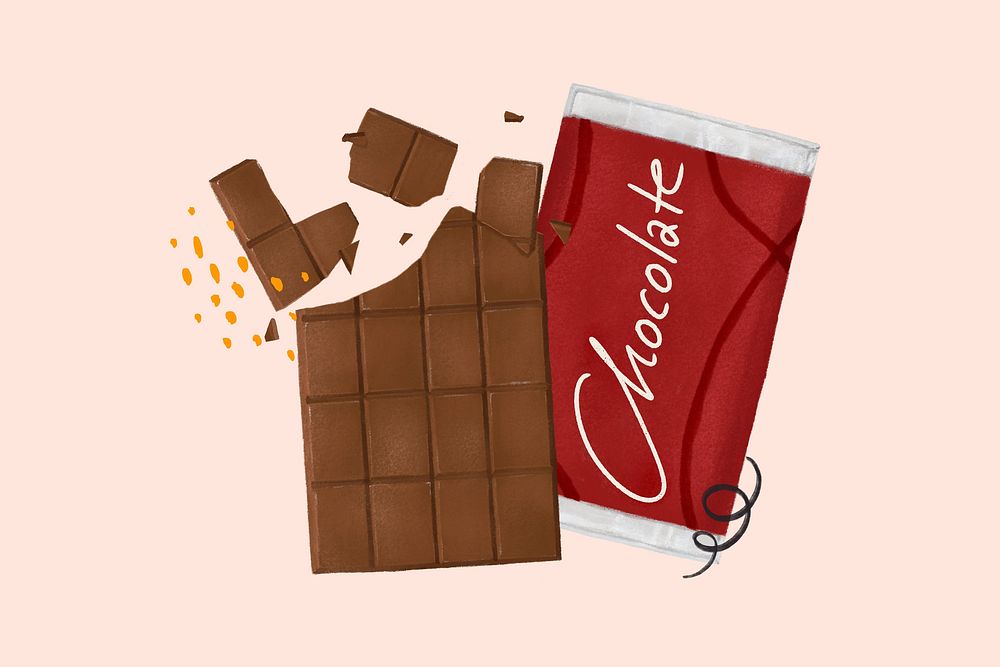 Chocolate bar, dessert illustration