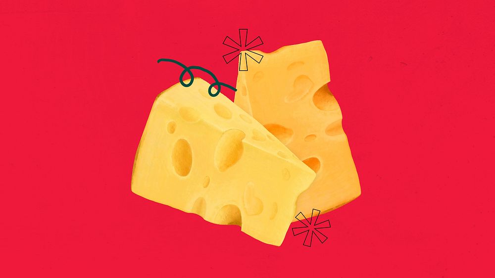 Cheese pieces HD wallpaper, red background