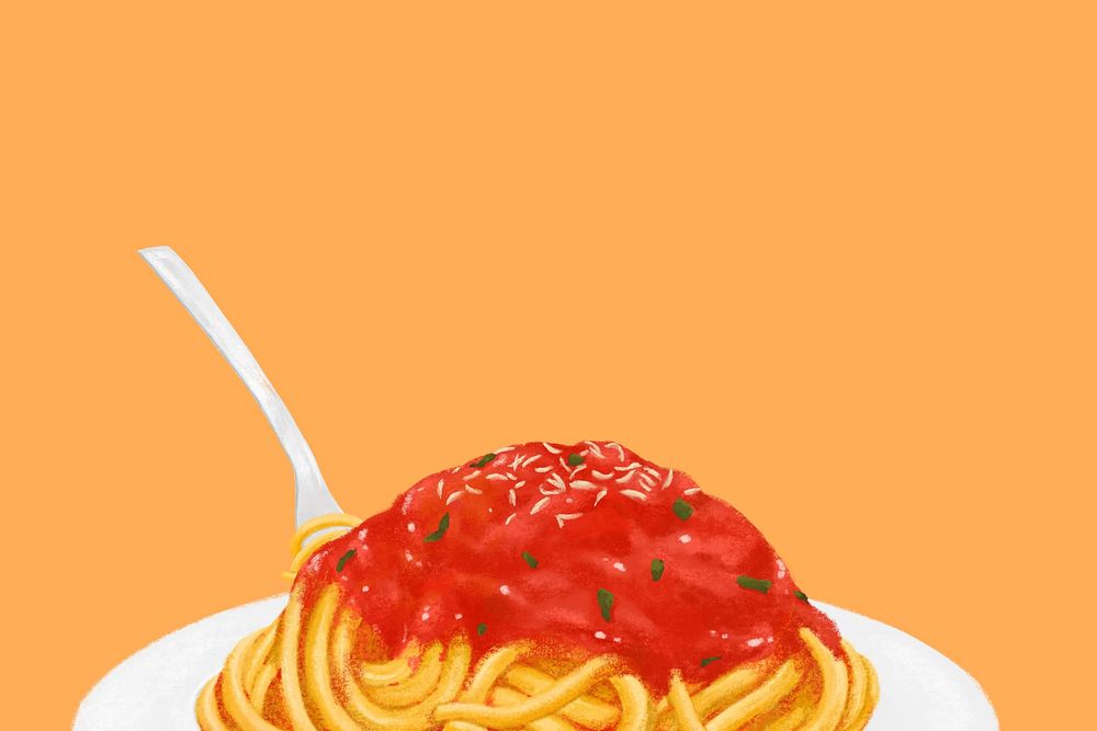 Spaghetti bolognese background, food illustration
