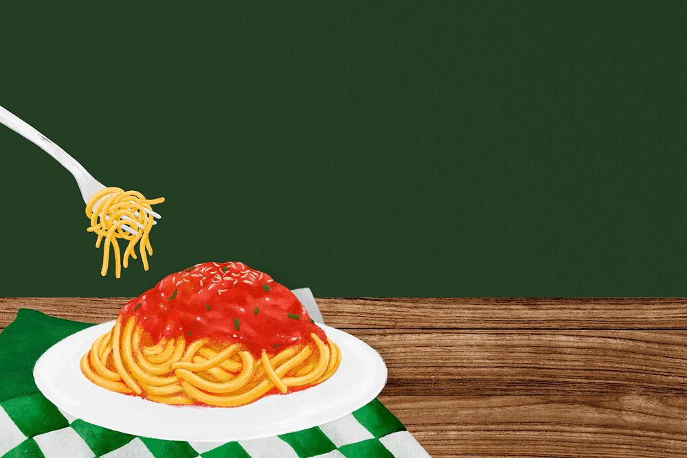 Delicious spaghetti background, green border background