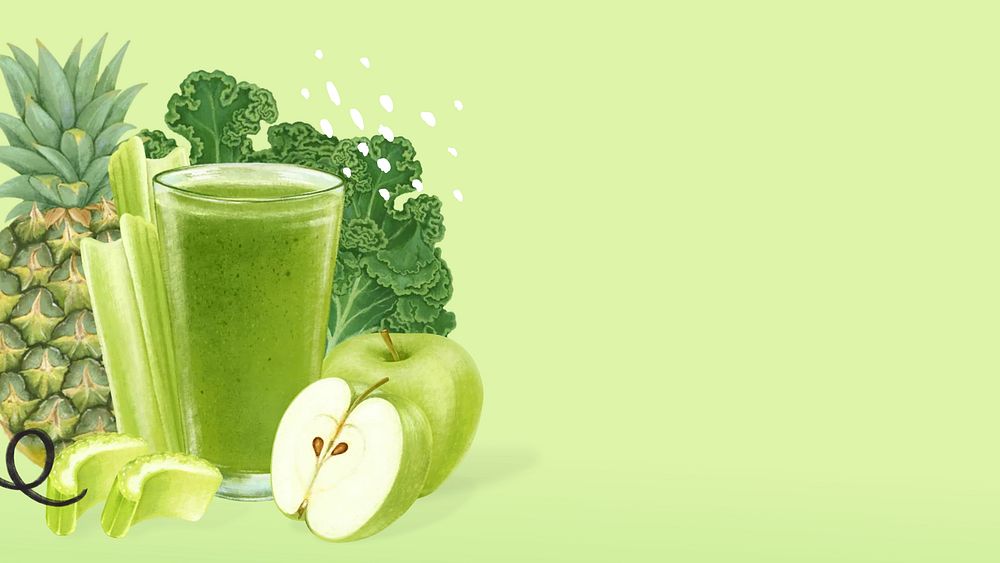 Healthy green juice computer wallpaper, fruit and vegetable illustration