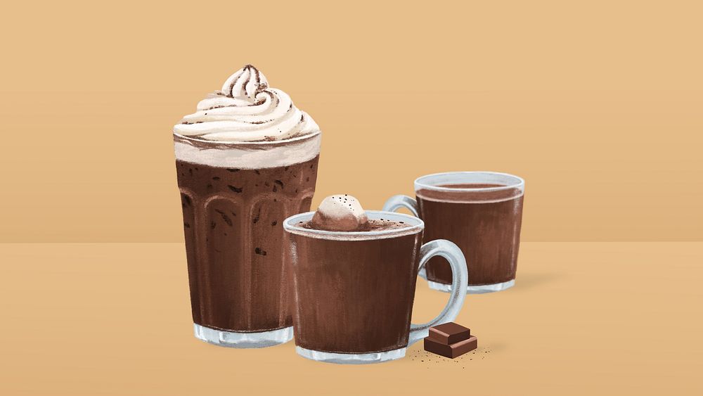 Sweet chocolate drinks computer wallpaper, dessert beverage illustration