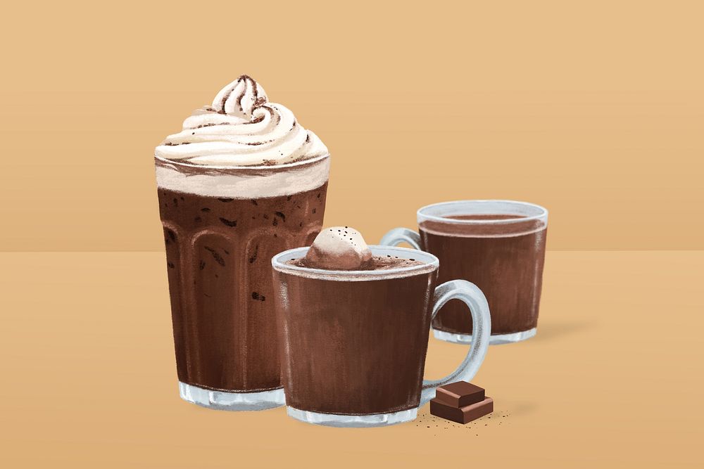 Chocolate drink, sweet beverage illustration