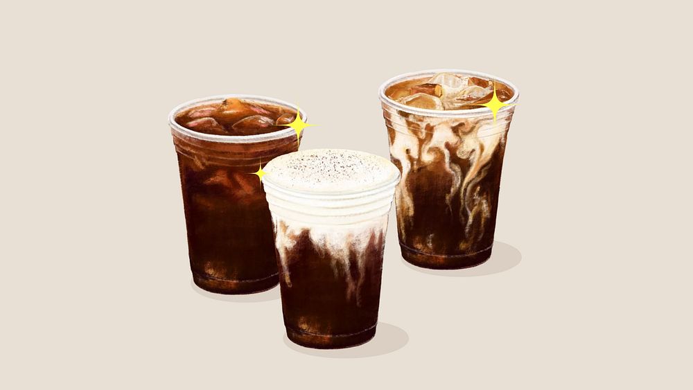 Freshly brewed coffee  computer wallpaper, morning drinks illustration