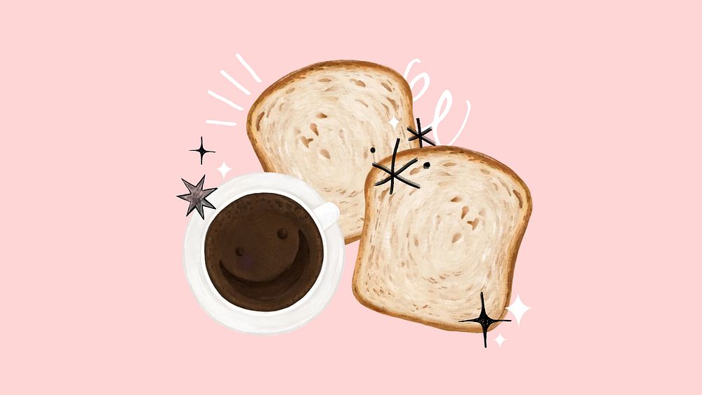 Bread slices coffee desktop wallpaper, breakfast food background