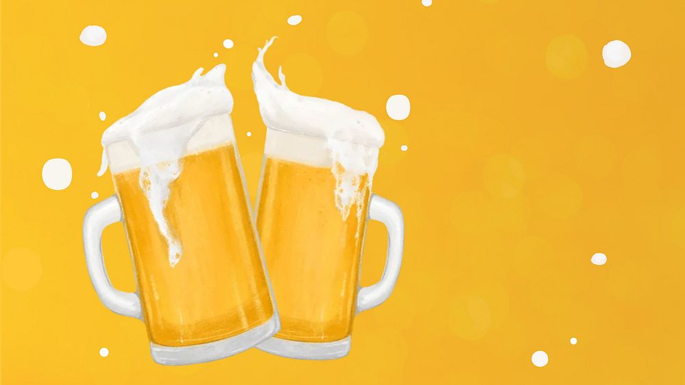 Frizzy beer glasses desktop wallpaper, alcoholic beverage illustration