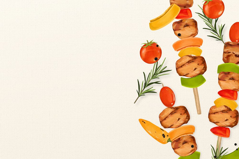 BBQ sticks background, food border illustration