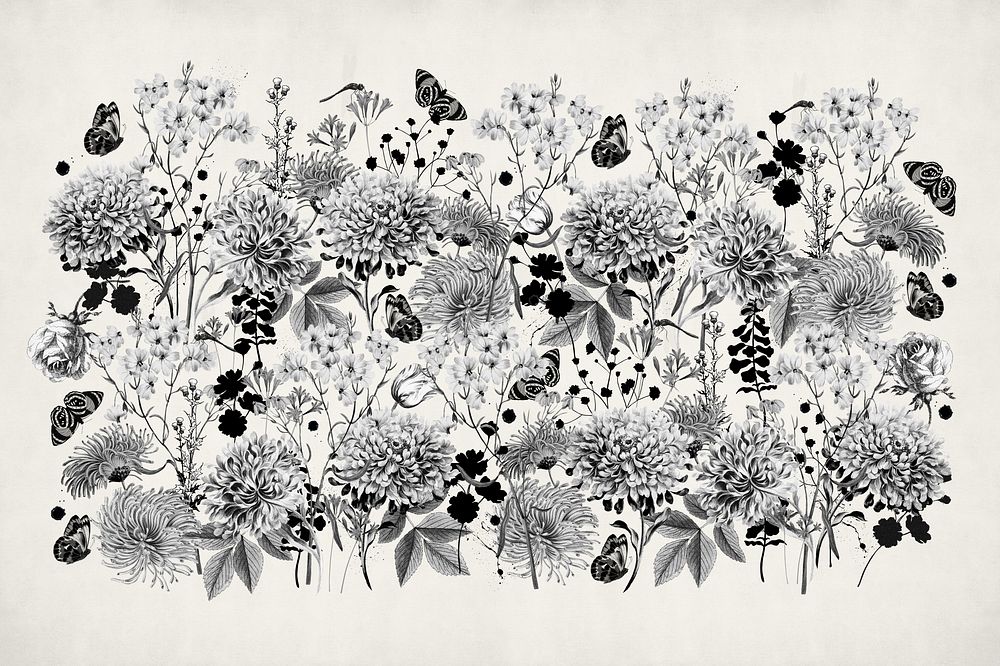 Vintage flower, botanical collage art