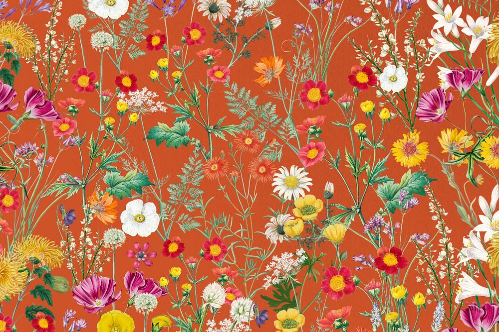 Spring flower pattern background, aesthetic botanical illustration