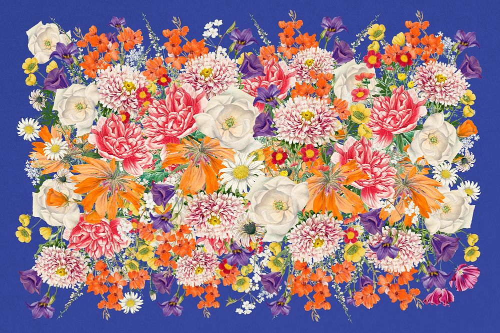 Colorful wedding flower collage art