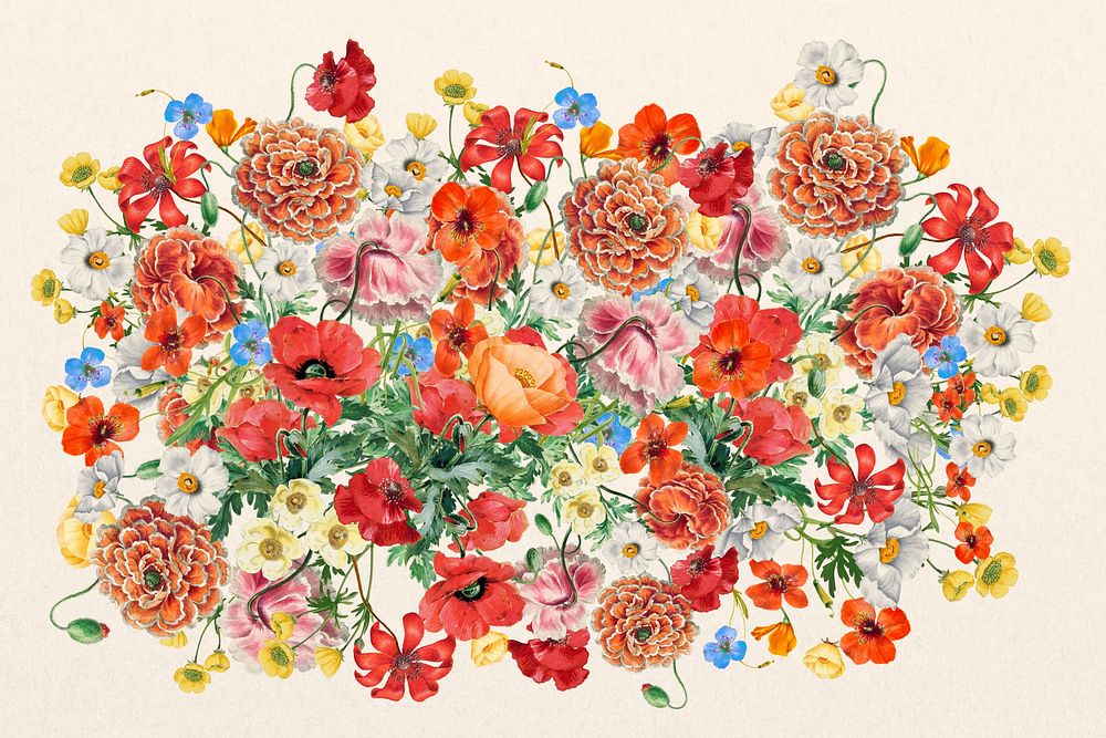 Colorful Summer flower collage art