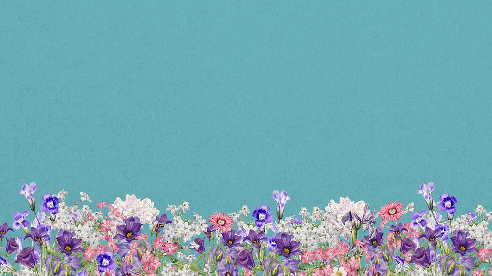 Aesthetic purple wildflower computer wallpaper, botanical border background