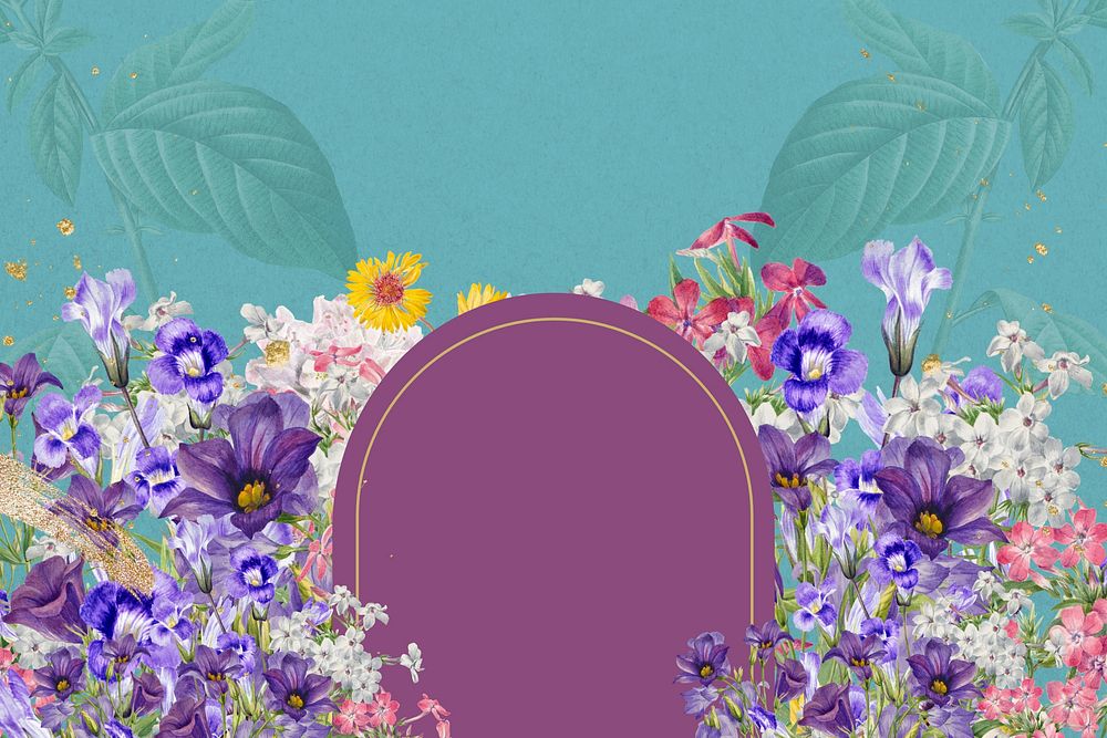 Purple flower field frame, arch shaped design