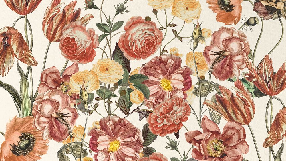 Feminine vintage floral computer wallpaper, | Premium Photo - rawpixel