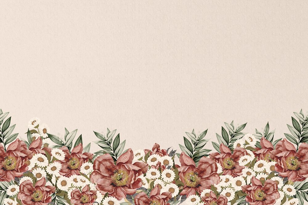 Vintage camellia flower background, beige aesthetic illustration