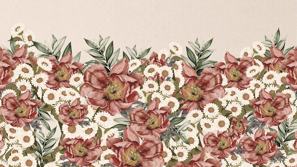 Vintage camellia flower HD wallpaper, beige aesthetic background
