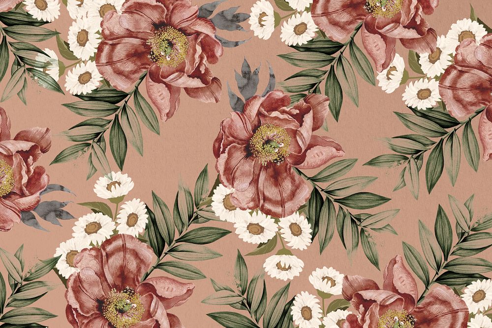Vintage camellia flower background, aesthetic patterned design