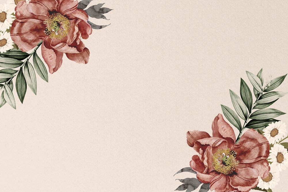 Vintage Camellia Flower Background, Beige 