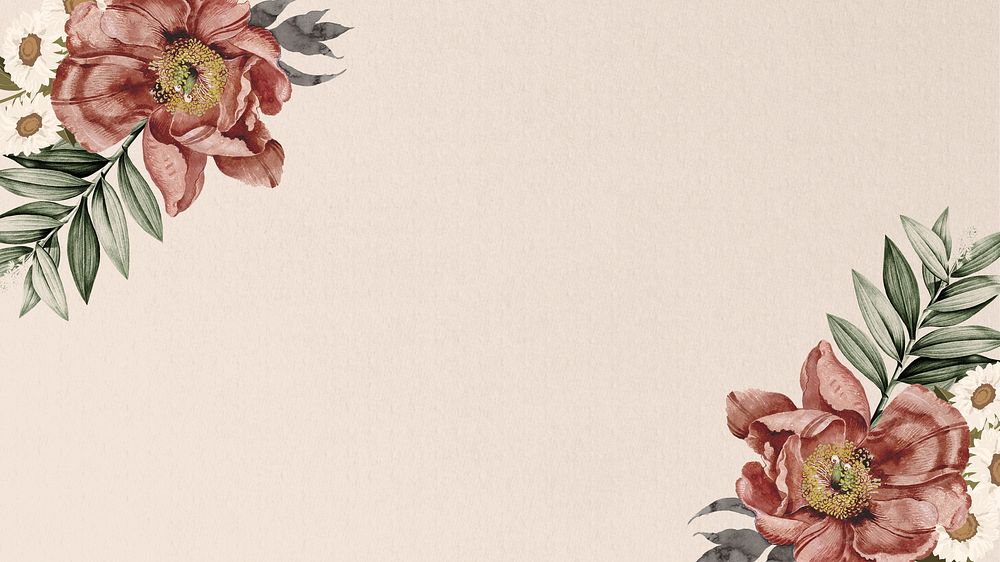 Vintage camellia flower HD wallpaper, beige aesthetic background