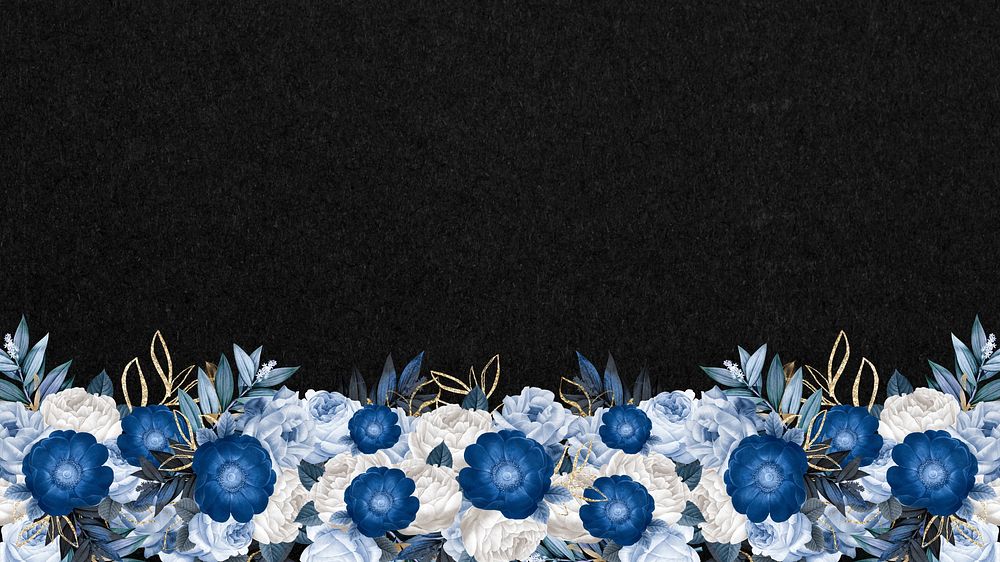 Black anemone flower computer wallpaper, Winter border background