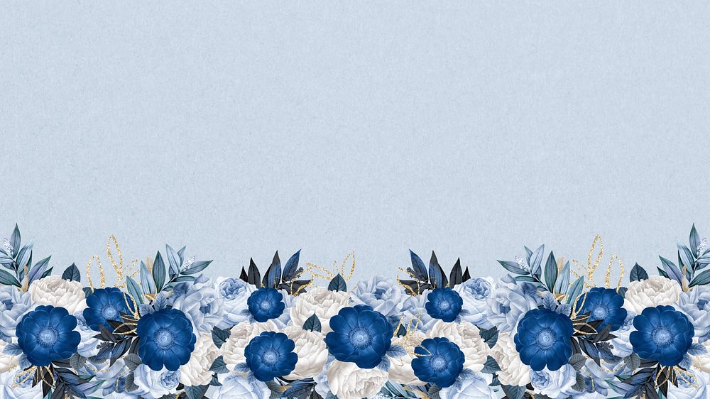 Blue anemone flower computer wallpaper, Winter border background