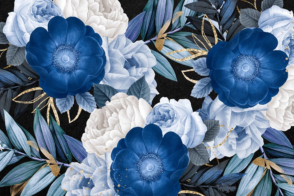 Blue anemone flower background, Winter season 