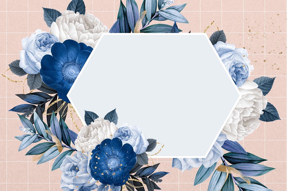 Winter flower fame, blue anemone botanical collage