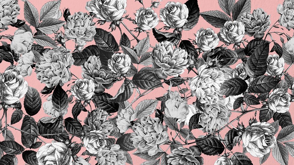 Vintage flower pattern computer wallpaper, botanical illustration
