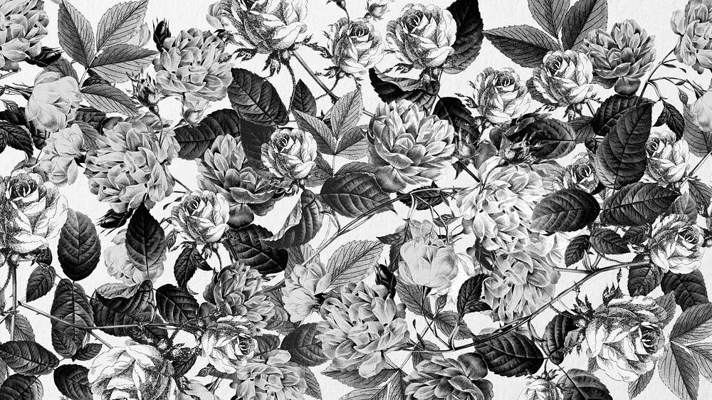 Vintage flower pattern computer wallpaper, botanical illustration