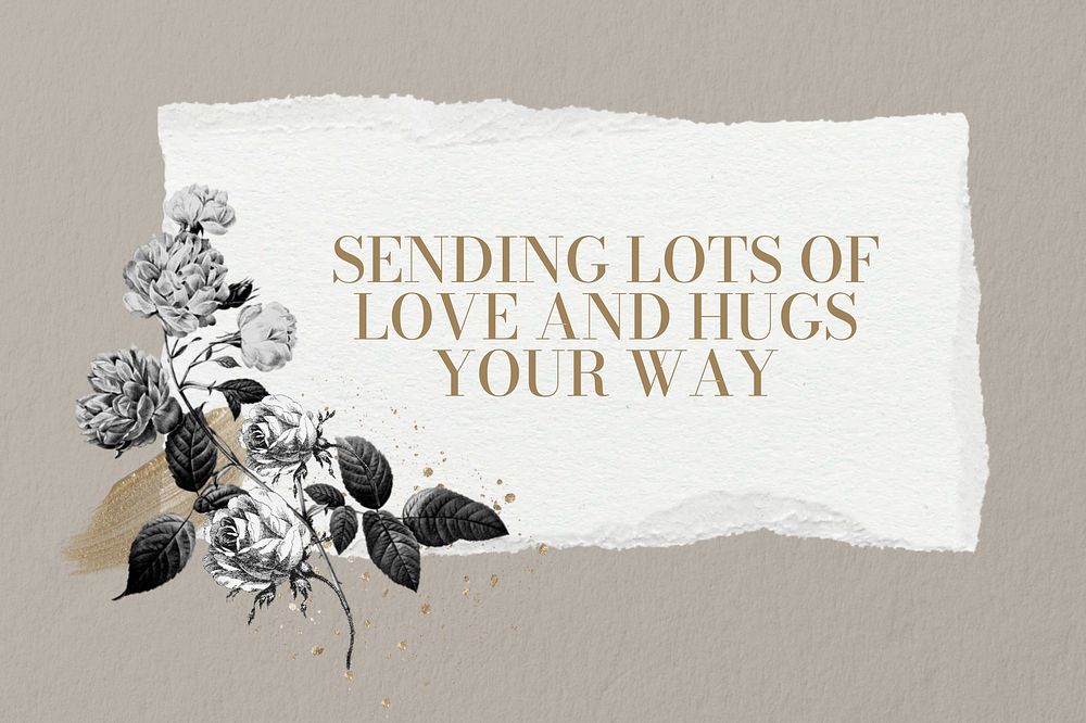 Sending love quote, aesthetic flower collage art