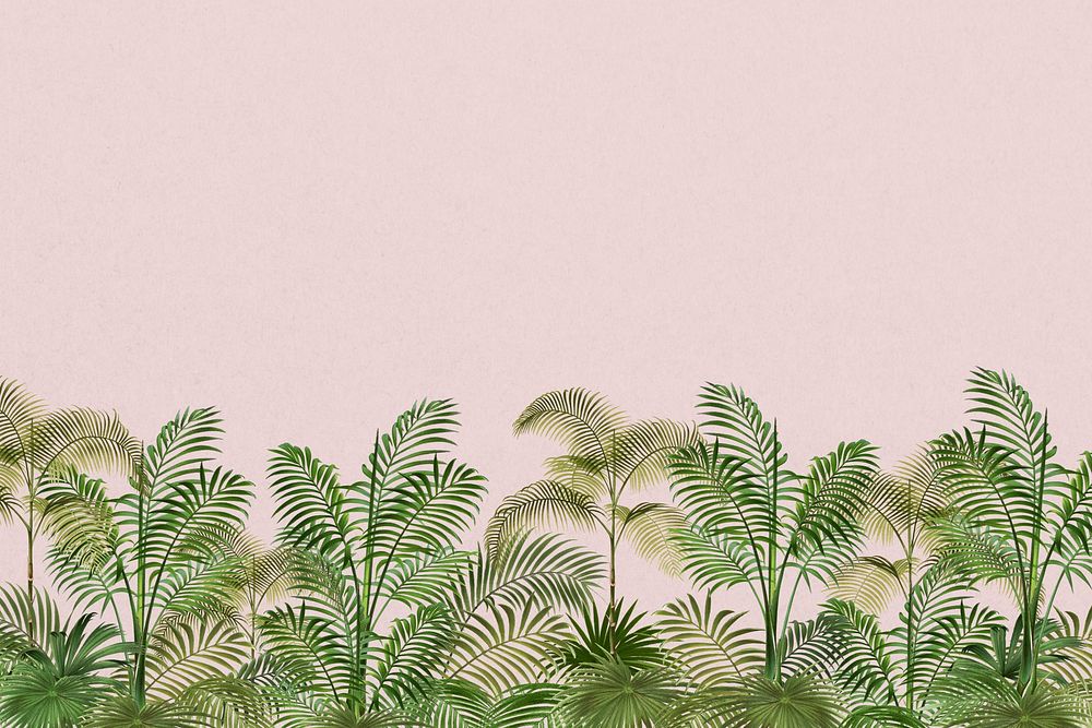 Tropical palm trees background, botanical border 
