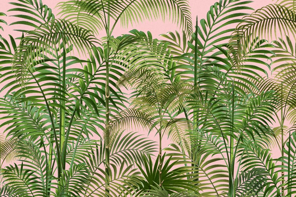 Tropical palm trees pattern, vintage illustration