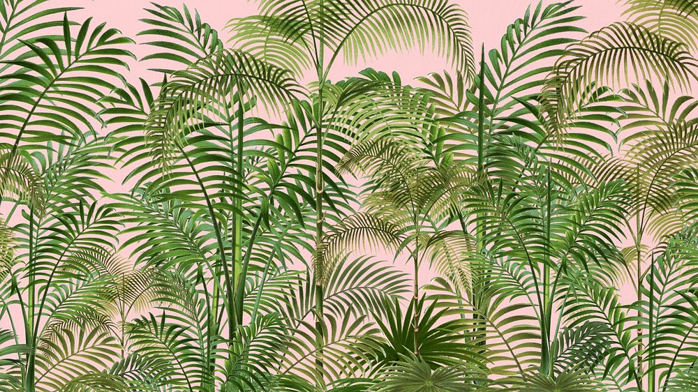 Palm trees pattern computer wallpaper, tropical illustration