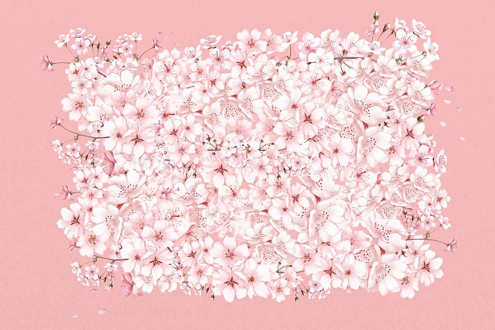 Japanese cherry blossom, botanical collage art