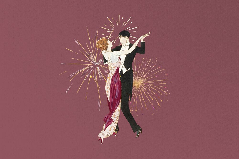 Vintage dancing couple, celebration. Remixed by rawpixel.