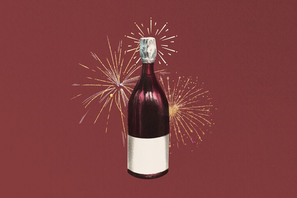 Wine bottle fireworks, celebration. Remixed by rawpixel.