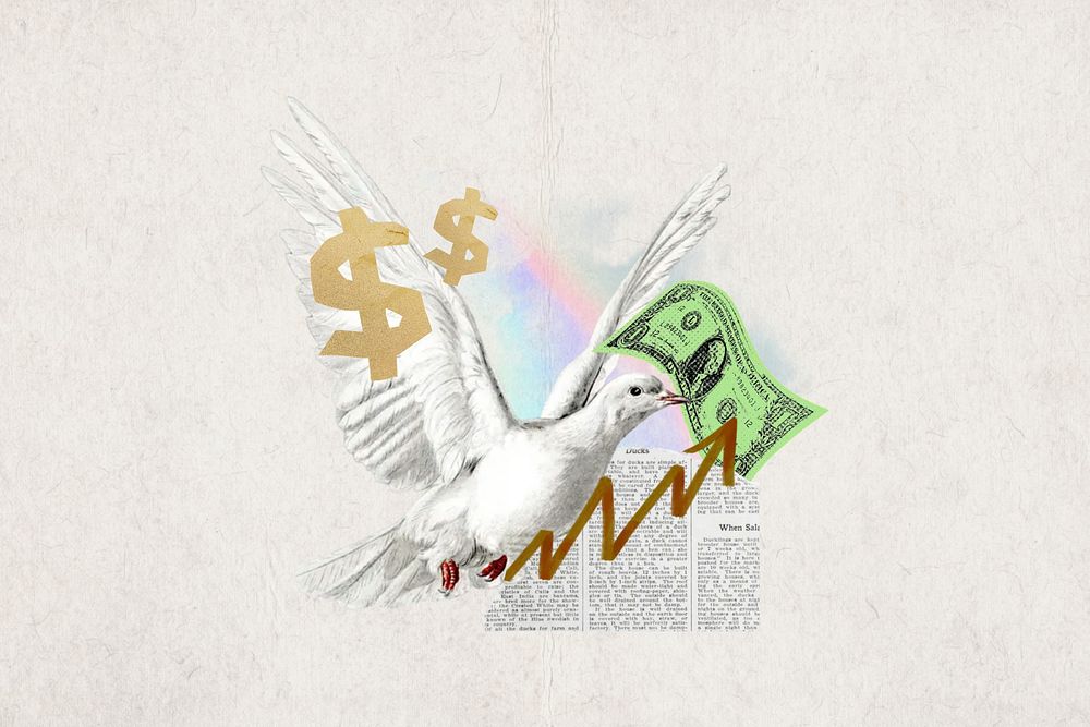 Stock price increase, bird with money collage. Remixed by rawpixel.