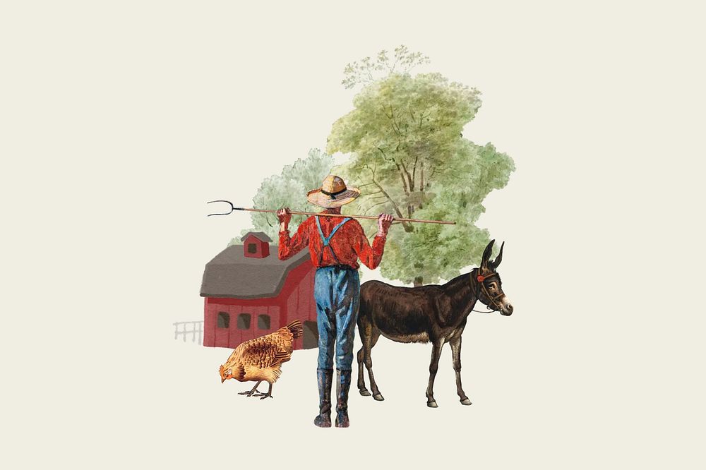 Farmer's lifestyle, agriculture collage art. Remixed by rawpixel.