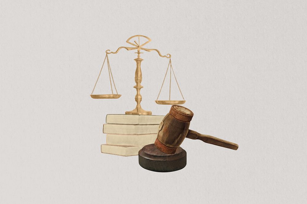 Justice scale & gavel, legal. Remixed by rawpixel.