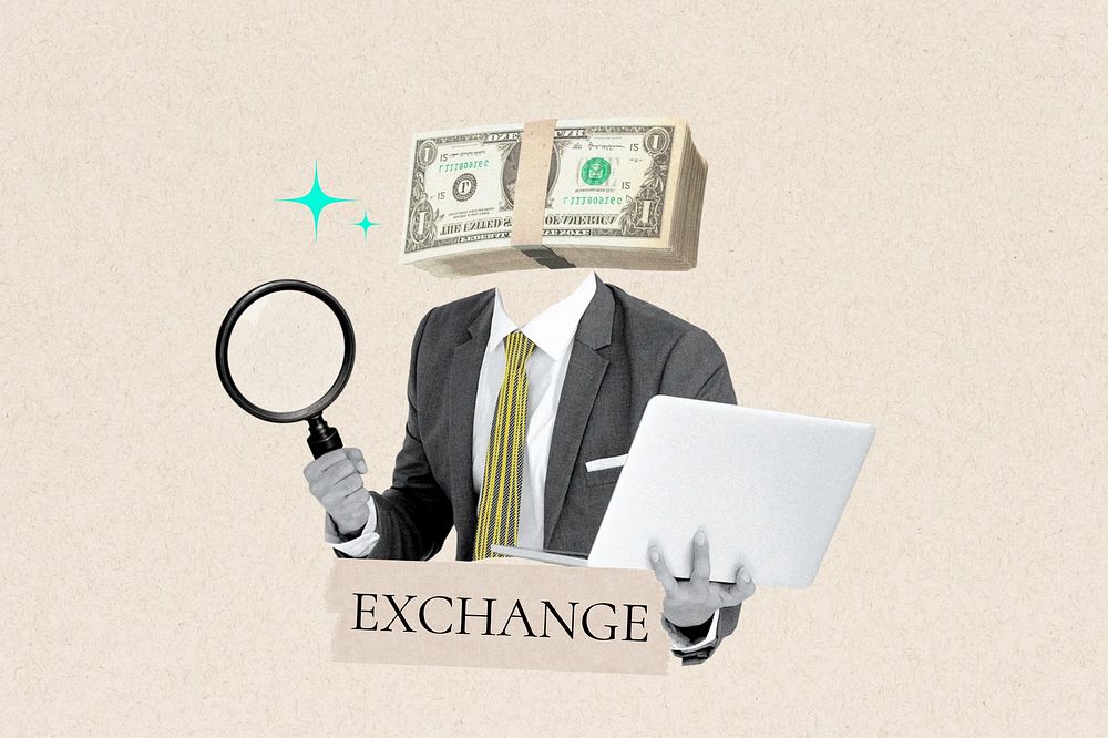 Exchange word, money head businessman remix