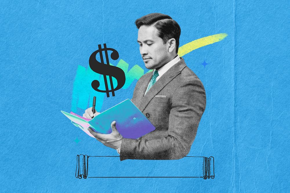 Business investor collage remix