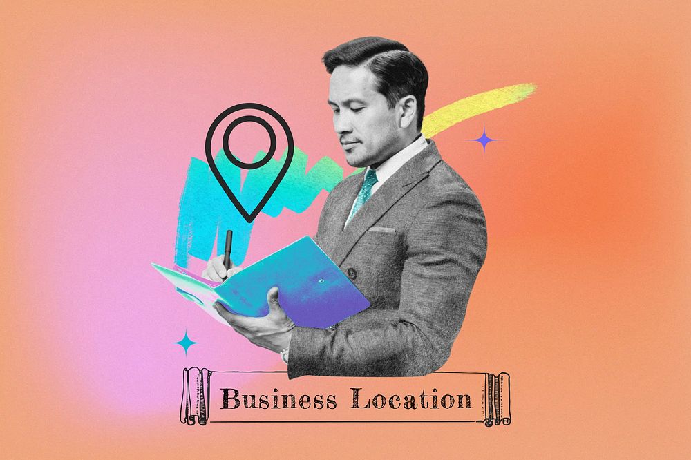Business location word CBD collage remix