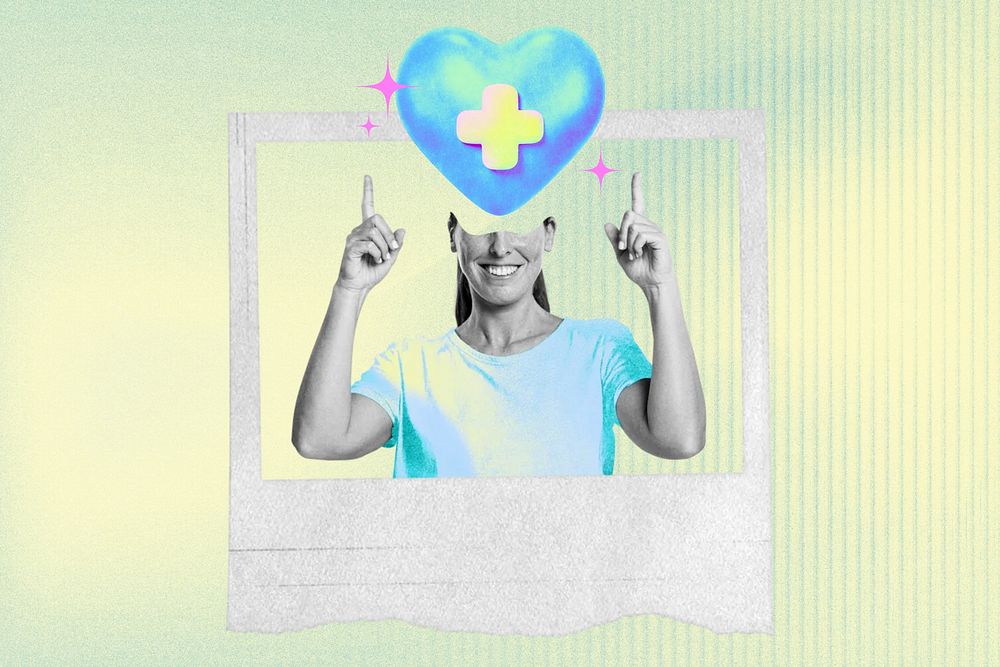 Gradient healthcare, instant film frame collage remix