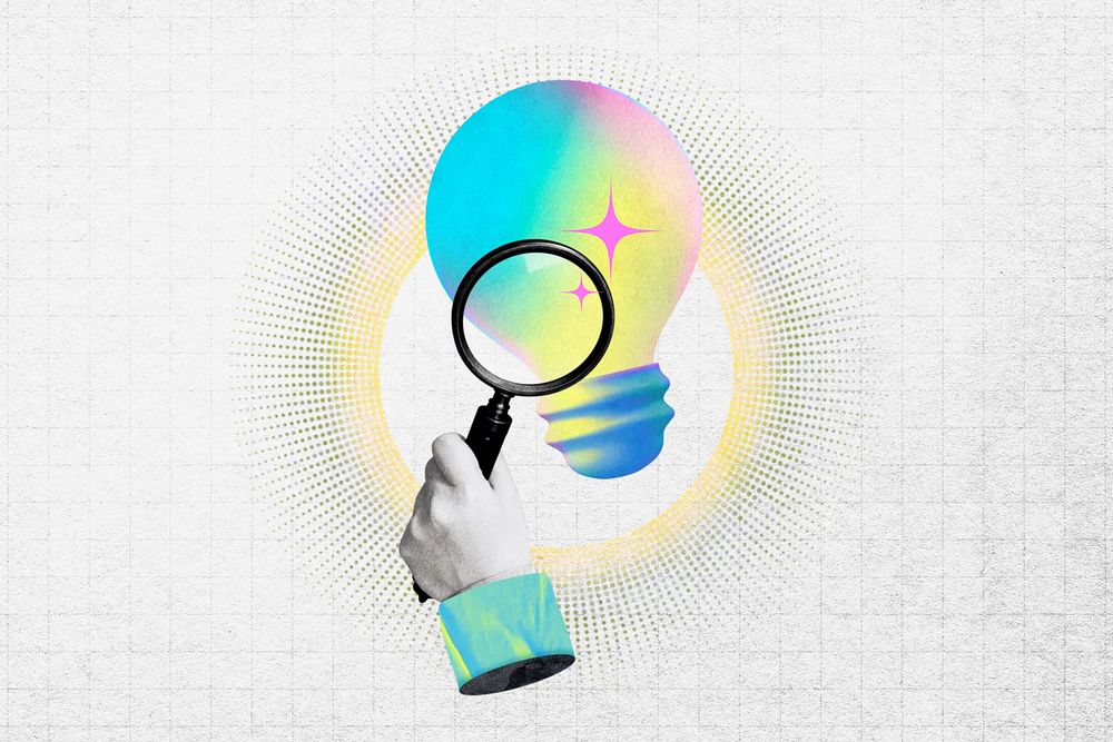 Business inspiration, light bulb collage remix
