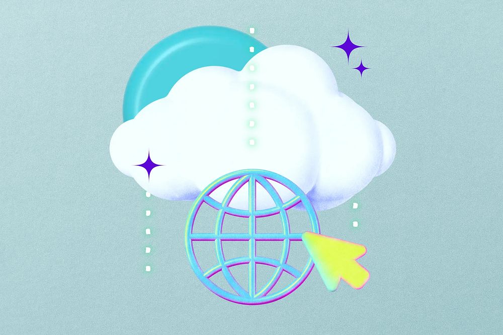 Cloud network technology, collage remix