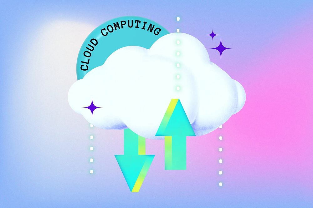 Cloud computing gradient hologram collage remix
