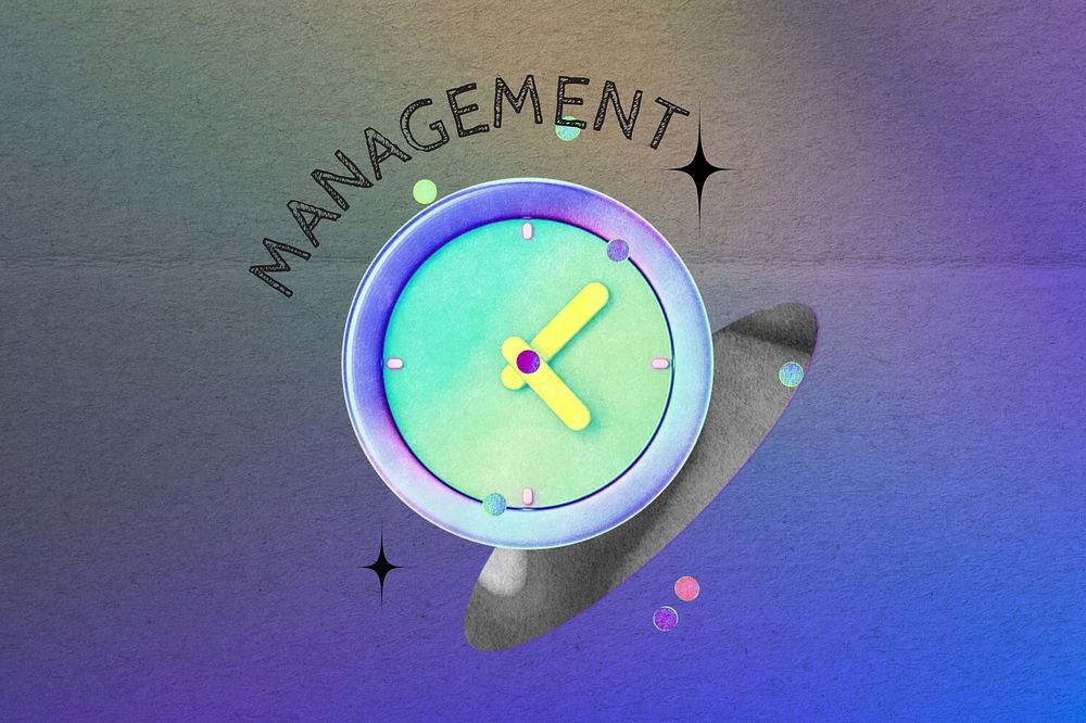 Time management word, clock collage remix 